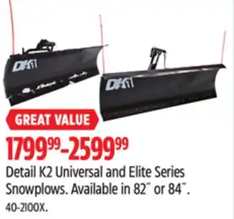 Canadian Tire Detail k2 universal and elite series snowplows offer