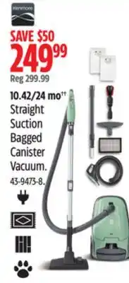 Canadian Tire Kenmore straight suction bagged canister vacuum offer