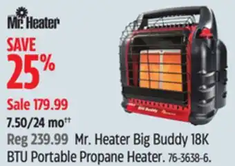 Canadian Tire Mr. heater big buddy 18k btu portable propane heater offer