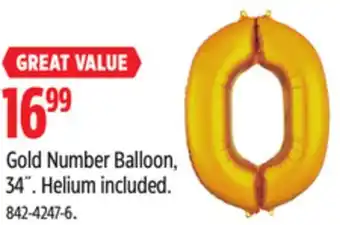 Canadian Tire Anagram int'l inc gold number balloon, 34˝ offer