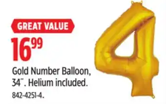Canadian Tire Gold number balloon, 34˝ offer