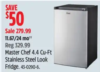 Canadian Tire Master chef 4.4 cu-ft stainless steel look fridge offer