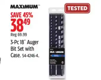 Canadian Tire Maximum 3-pc 18˝ auger bit set with case offer