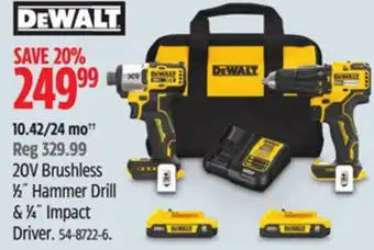 Canadian Tire Dewalt 20v brushless 1/2 hammer drill & 1/4 impact driver offer