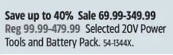 Canadian Tire Selected black + decker 20v power tools and battery pack offer