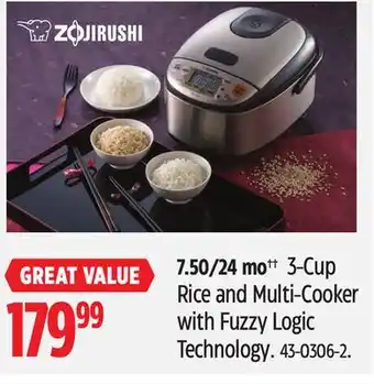 Canadian Tire Zojirushi 3-cup rice and multi-cooker with fuzzy logic technology offer