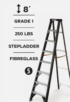 Canadian Tire Maximum grade 1 fiberglass heavy-duty industrial step ladder, 250-lb, 8-ft offer