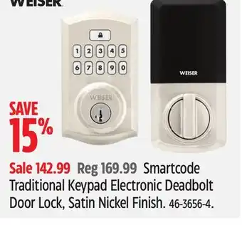 Weiser smartcode traditional keypad electronic deadbolt door lock, satin nickel finish