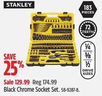Canadian Tire Stanley black chrome socket set offer