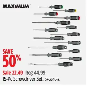 Canadian Tire Maximum 15-pc screwdriver set offer