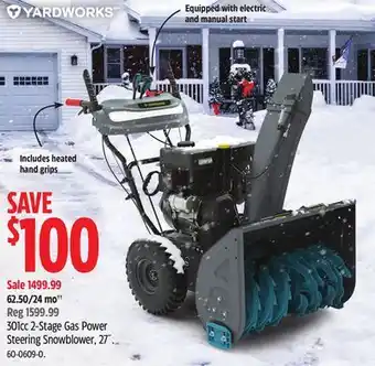 Canadian Tire Yardworks 301cc 2-stage gas power steering snowblower, 27˝ offer