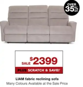 La Z Boy Liam fabric reclining sofa offer