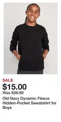 Old Navy Old navy dynamic fleece hidden-pocket sweatshirt for boys offer