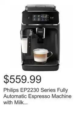 Costco Philips ep2230 series fully automatic espresso machine with milk container in matte black offer