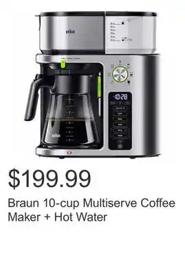 Costco Braun 10-cup multiserve coffee maker + hot water offer