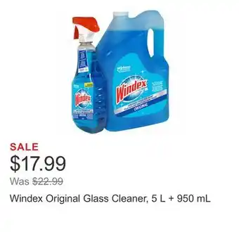 Costco Windex original glass cleaner, 5 l + 950 ml offer