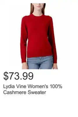 Costco Lydia vine women's 100% cashmere sweater offer