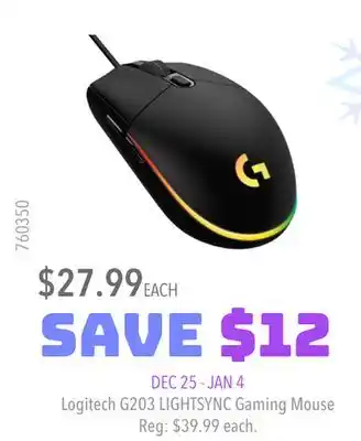 GameStop Logitech g203 lightsync gaming mouse offer
