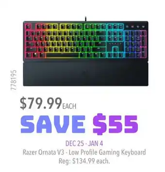 GameStop Razer ornata v3 - low profile gaming keyboard offer