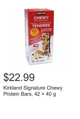 Costco Kirkland signature chewy protein bars, 42 × 40 g offer