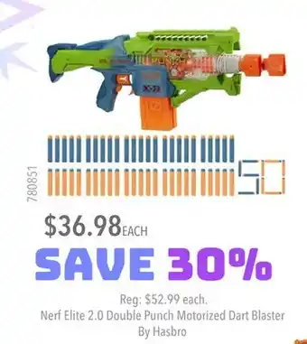 GameStop Nerf elite 2.0 double punch motorized dart blaster by hasbro offer