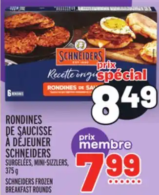 Metro Rondines de saucisse à déjeuner schneiders | schneiders frozen breakfast rounds offer
