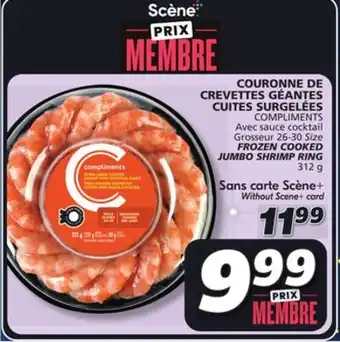 IGA Compliments frozen cooked jumbo shrimp ring offer