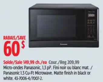 Canadian Tire Panasonic 1.3 cu-ft microwave offer
