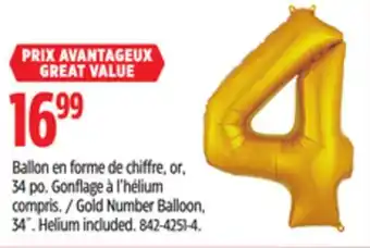 Canadian Tire Gold number balloon, 34˝ offer