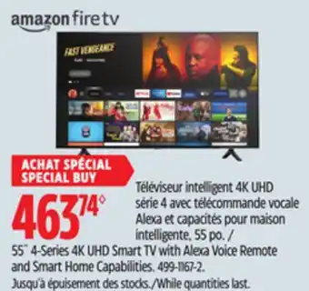 Canadian Tire Amazon 55˝ 4-series 4k uhd smart tv with alexa voice remote and smart home capabilities offer