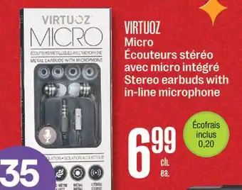 Jean Coutu Virtuoz micro stereo earbuds with in-line microphone offer
