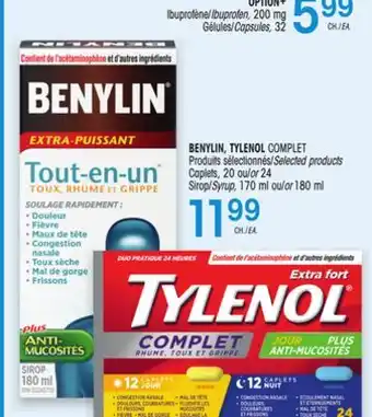 Uniprix Benylin, tylenol complet produits sélectionnés/selected products offer