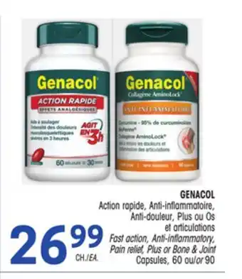 Uniprix Genacol action rapide, action-inflommataire, anti-douleur, plus ou os et articulations | fast action, anti-inflammatory, pain offer