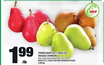 Super C Poires bartlett, bosc ou rouges crimson | bartlett, bosc or red crimson pears offer