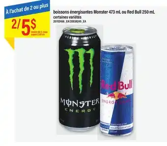 Maxi Boissons énergisantes monster 473 ml ou red bull 250 ml offer