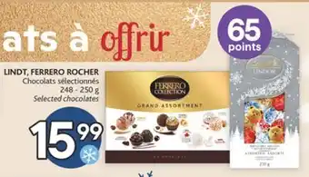 Brunet Lindt, ferrero rocher chocolats sélectionnés offer
