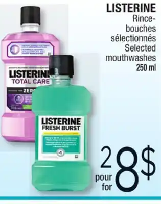 Jean Coutu Listerine selected mouthwashes offer