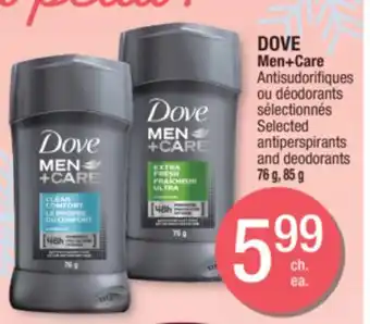 Jean Coutu Dove men+care selected antiperspirants and deodorants offer