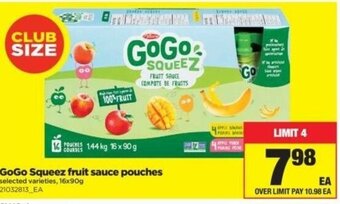 Real Canadian Superstore GoGo Squeez Fruit Sauce Pouches offer