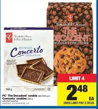 Real Canadian Superstore PC' The Decadent' Cookie Concerto Cookies offer