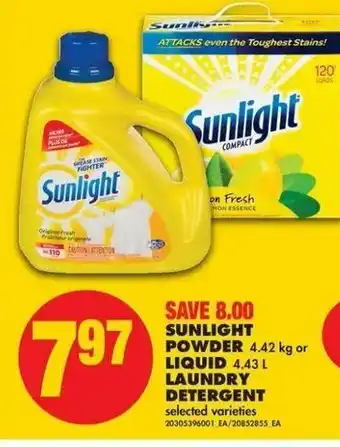 No Frills Sunlight Powder Liquid Laundry Detergent offer