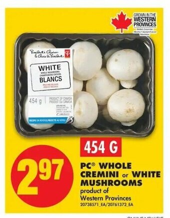 No Frills PC Whole Cremini or White Mushrooms offer