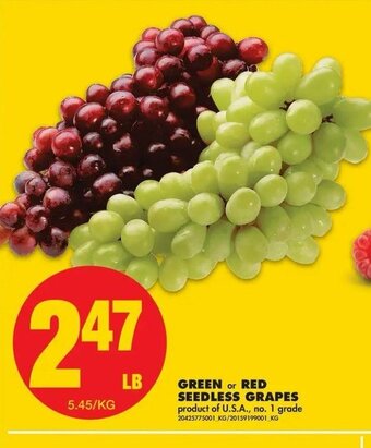 No Frills Green or Red Seedless Grapes offer