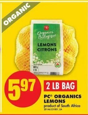 No Frills PC Organics Lemons offer