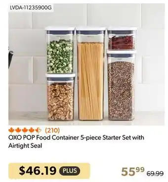 Shopper+ Oxo pop food container 5-piece starter set with airtight seal offer