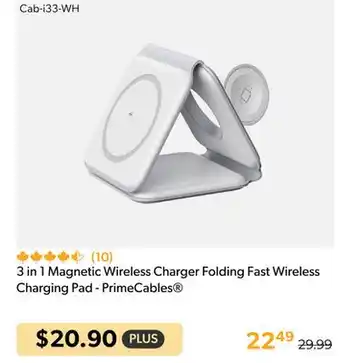 Shopper+ 3 in 1 magnetic wireless charger folding fast wireless charging pad - primecables offer