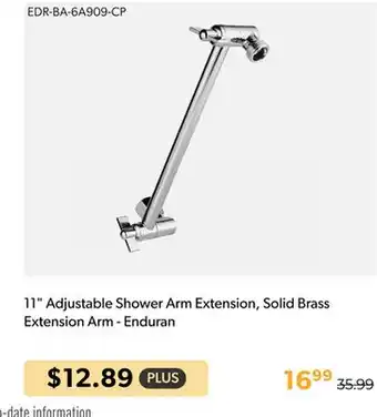 Shopper+ 11 adjustable shower arm extension, solid brass extension arm - enduran offer