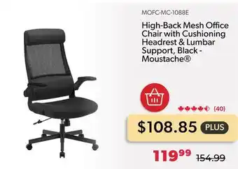 Shopper+ High-back mesh office chair with cushioning headrest & lumbar support, black - moustache offer