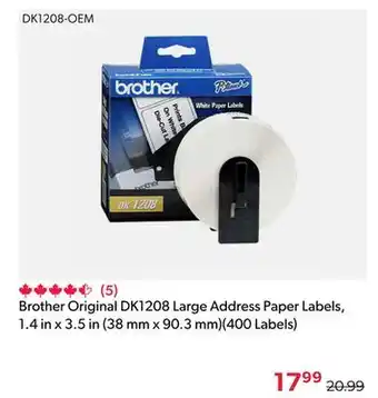 Shopper+ Brother original dk1208 large address paper labels, 1.4 in x 3.5 in (38 mm x 90.3 mm)(400 labels) offer
