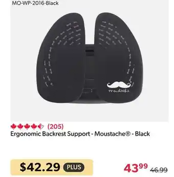Shopper+ Ergonomic backrest support - moustache - black offer